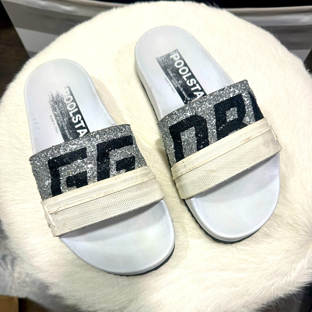 Golden goose pool star slides. Super rare limited edition